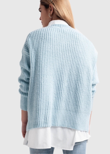 Genoveffa gaiši zils sieviešu džemperis - back