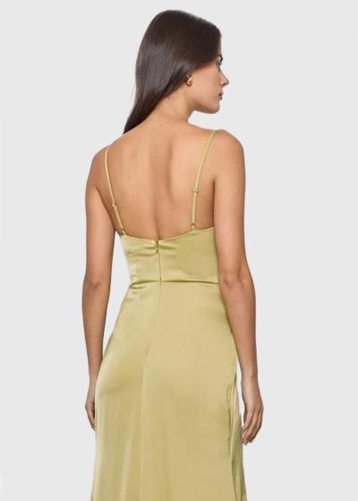 Bellatrix gaiši zaļa gara vakarkleita ar plānām lencītēm - back