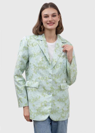 Enisa gaiši zaļa žakete ar ziedu rakstu - back