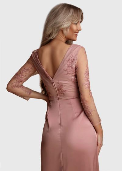 Simran rozā vakarkleita ar dekoratīvu topu  - back