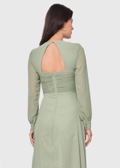 Stasis gaiši zaļa gara vakarkleita - back