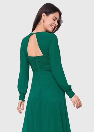 Stasis zaļa gara vakarkleita - back