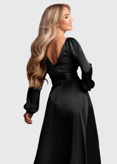 Sasha melna gara vakarkleita ar šķēlumu - back