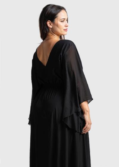 Estella Lielo izmēru melna gara vakarkleita - back