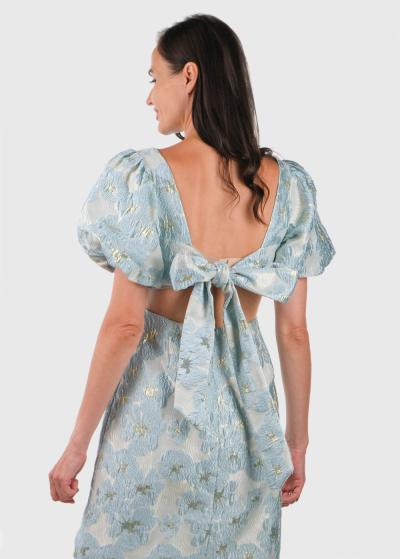 Raina gaiši zila īsa vakarkleita ar rakstu - back