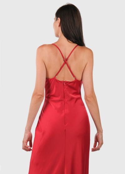 Elvina sarkana gara vakarkleita ar plānām lencītēm - back