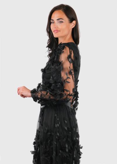 Sandira melna sieviešu blūze - back