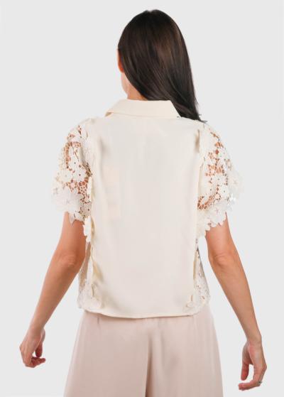 Simran bēša blūze ar mežģīnēm - back