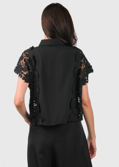 Simran melna blūze ar mežģīnēm - back
