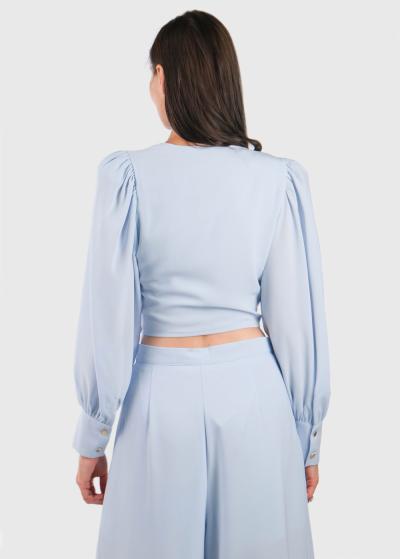 Tatjana gaiši zila blūze ar garām piedurknēm - back