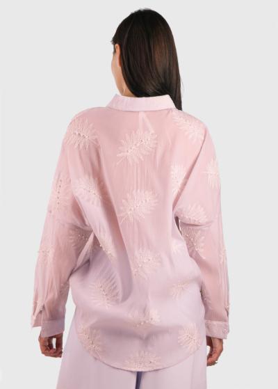 Ronel rozā blūze ar garām piedurknēm - back