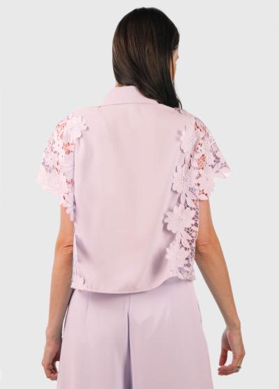 Simran rozā blūze ar mežģīnēm - back