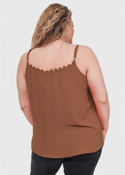 Águeda Lielo izmēru brūns tops ar plānām lencītēm - back