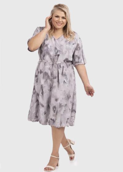 Sapphire Lielo izmēru pelēka kleita ar rakstu - back