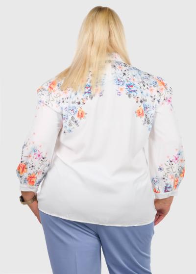 Sierra Lielo izmēru balta blūze ar ziedu rakstu  - back