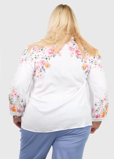 Sierra Lielo izmēru balta blūze ar ziedu rakstu  - back