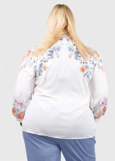 Sierra Lielo izmēru balta blūze ar ziedu rakstu  - back