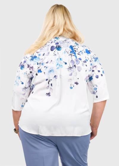 Camila Lielo izmēru balta blūze ar ziedu rakstu  - back