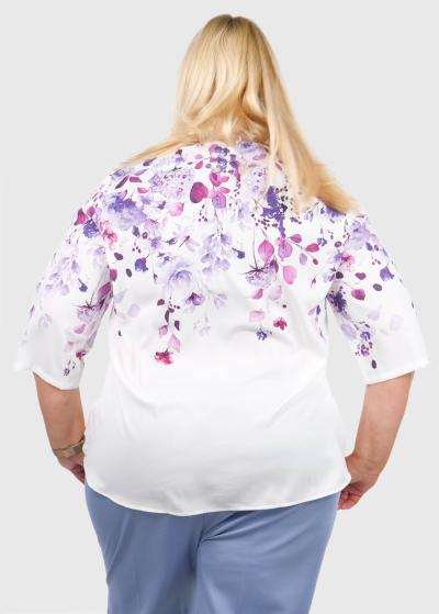 Camila Lielo izmēru balta blūze ar ziedu rakstu  - back