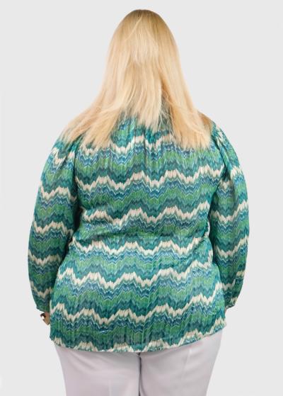 Kibriya Lielo izmēru zaļa blūze ar rakstu - back