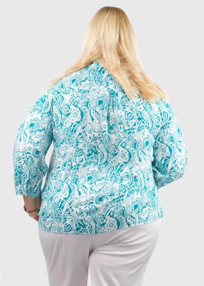 Kira Lielo izmēru zaļa blūze ar rakstu - back