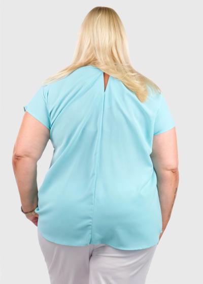 Theta Lielo izmēru tirkīza blūze ar īsām piedurknēm - back