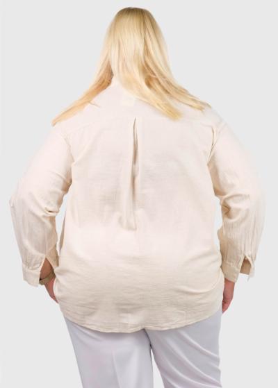 Amy Lielo izmēru bēšs krekls ar kabatām - back