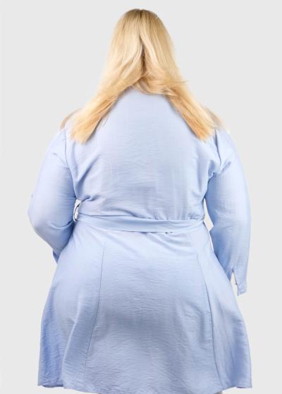 Tavita Lielo izmēru gaiši zila kleita ar jostu  - back