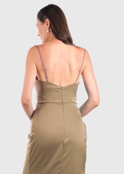 Bellatrix bēša gara vakarkleita ar plānām lencītēm - back