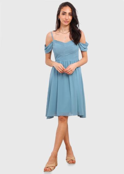 Bonnibel gaiši zila īsa vakarkleita - back