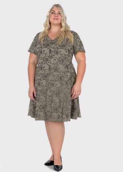 Rossana Lielo izmēru haki īsa kleita - back