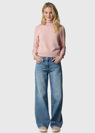 Satria rozā džemperis ar augstu apkakli - back