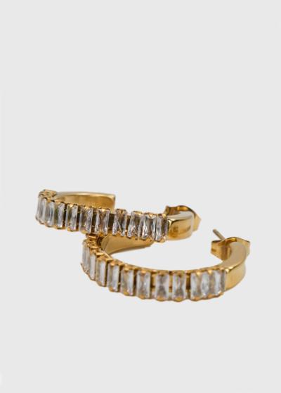 Rufa zelta krāsas auskari ar kristāliem - back