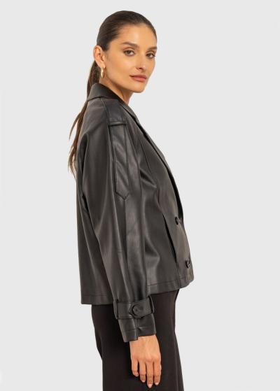 Neslihan melna īsa jaka ar pogām - back