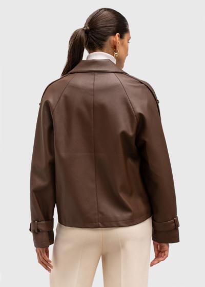 Neslihan brūna īsa jaka ar pogām - back