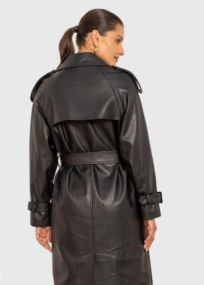 Nesrin melns garais mētelis ar jostu - back