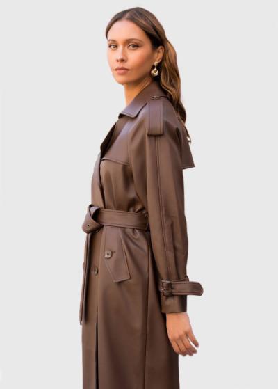 Nesrin brūns garais mētelis ar jostu - back