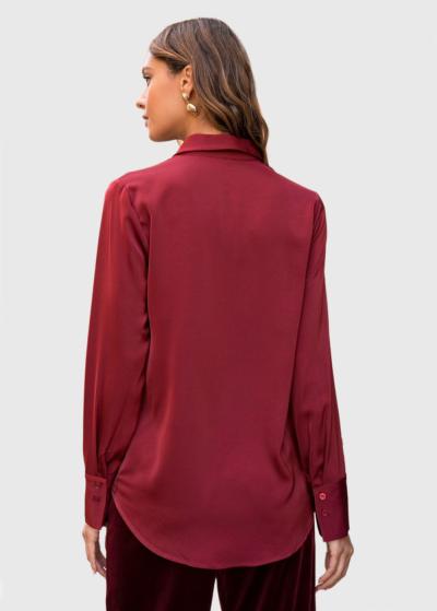 Nuna bordo blūze ar garām piedurknēm - back