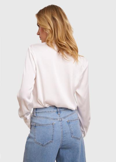 Nuna balta blūze ar garām piedurknēm - back