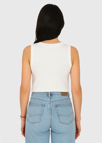 Tiana balts tops ar apaļu izgriezumu  - back
