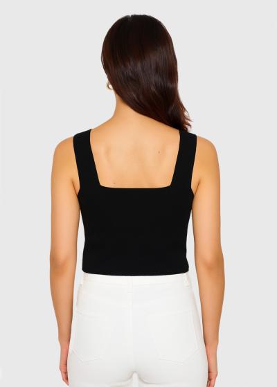 Tristessa melns tops ar kvadtrātveida izgriezumu  - back