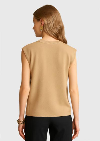 Teri bēšs adīts t-krekls - back