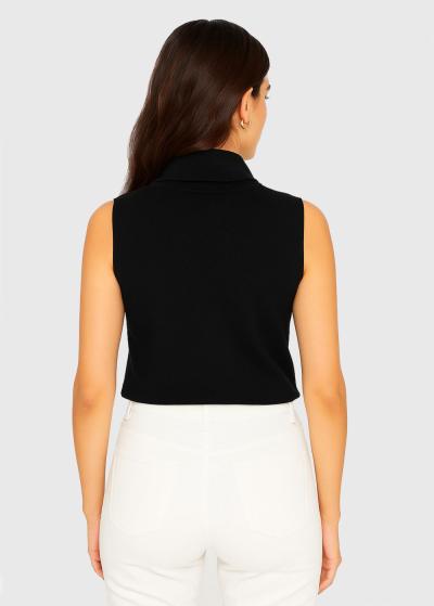 Tiana melns tops ar augsto apkakli  - back