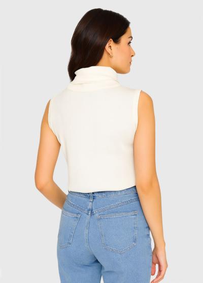 Tiana balts tops ar augsto apkakli  - back