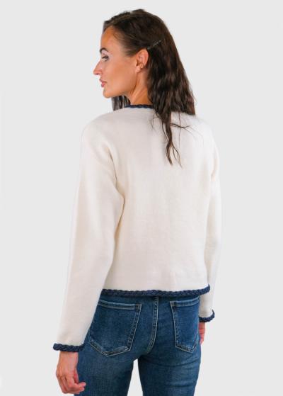 Zalina balts kardigans ar kabatām - back