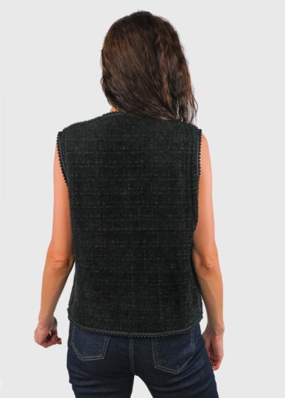 Zelena melna veste ar pogām - back