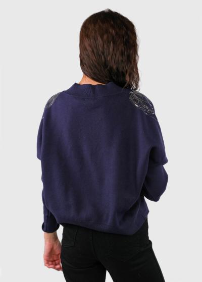 Zilli tumši zils sieviešu kardigans - back