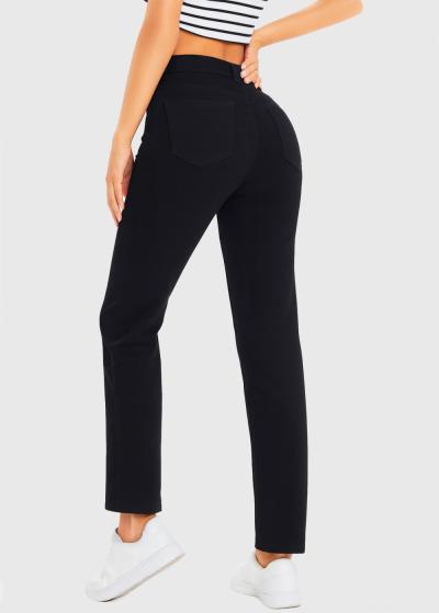 Tris melni džinsi ar augstu jostasvietu - back