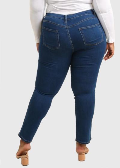 Tiva Lielo izmēru zili sieviešu džinsi - back