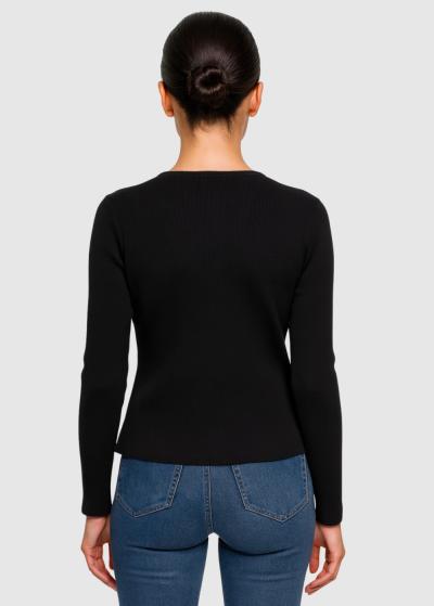 Selena melns sieviešu kardigans ar pogām - back